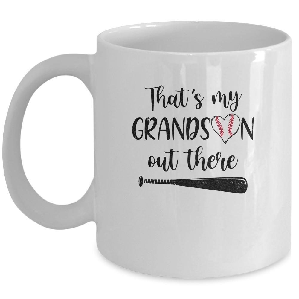 That's My Grandson Out There Grandma Nana Baseball Mug-Coffee Mug-Mug-White