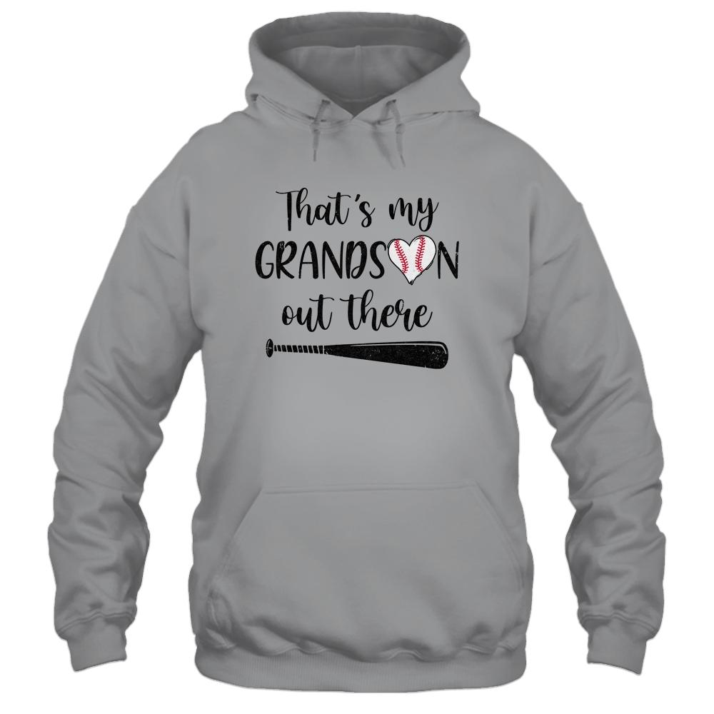 That's My Grandson Out There Grandma Nana Baseball-T-Shirt & Tank Top-Pullover Hoodie-Sport Grey