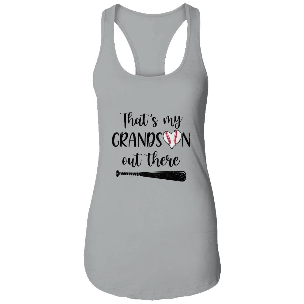 That's My Grandson Out There Grandma Nana Baseball-T-Shirt & Tank Top-Women's Ideal Racerback Tank-Heather Grey