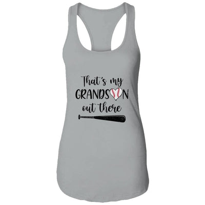 That's My Grandson Out There Grandma Nana Baseball-T-Shirt & Tank Top-Women's Ideal Racerback Tank-Heather Grey
