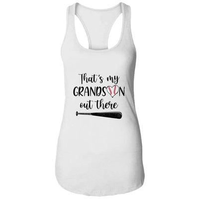 That's My Grandson Out There Grandma Nana Baseball-T-Shirt & Tank Top-Women's Ideal Racerback Tank-White