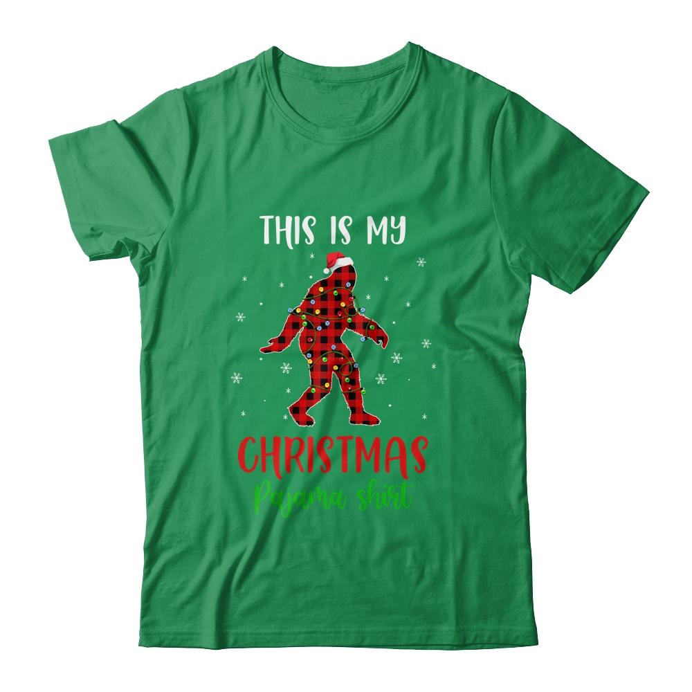 This Is My Christmas Pajama Shirt Bigfoot Red Plaid-T-Shirt & Sweatshirt-Classic T-Shirt-Irish Green
