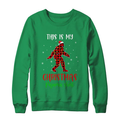 This Is My Christmas Pajama Shirt Bigfoot Red Plaid-T-Shirt & Sweatshirt-Crewneck Sweatshirt-Irish Green