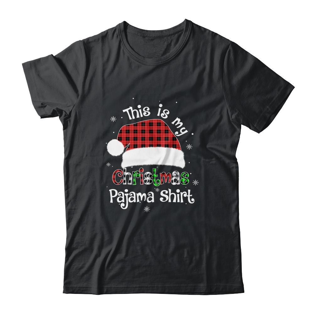 This Is My Christmas Pajama Shirt Christmas Red Plaid Hat-T-Shirt & Sweatshirt-Classic T-Shirt-Black