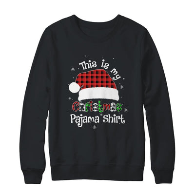 This Is My Christmas Pajama Shirt Christmas Red Plaid Hat-T-Shirt & Sweatshirt-Crewneck Sweatshirt-Black
