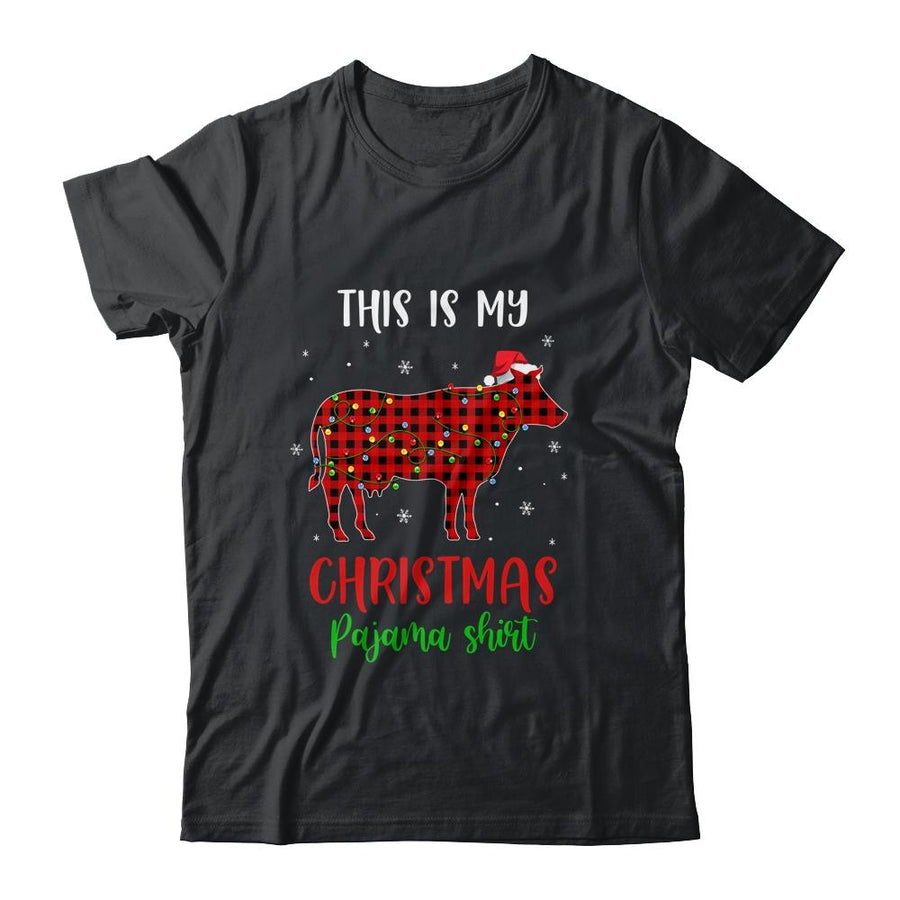 This Is My Christmas Pajama Shirt Cow Red Plaid-T-Shirt & Sweatshirt-Classic T-Shirt-Black