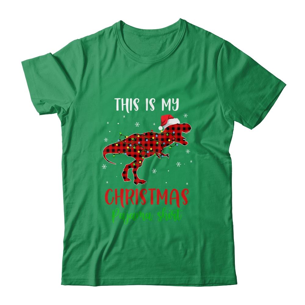 This Is My Christmas Pajama Shirt Dinosaur Red Plaid-T-Shirt & Sweatshirt-Classic T-Shirt-Irish Green