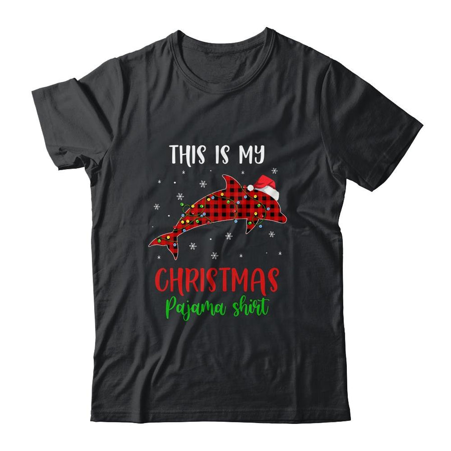 This Is My Christmas Pajama Shirt Dolphin Red Plaid-T-Shirt & Sweatshirt-Classic T-Shirt-Black