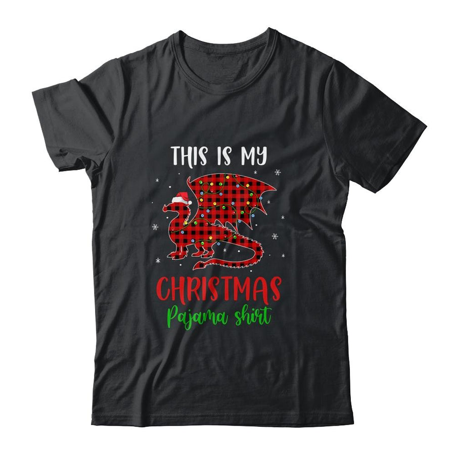 This Is My Christmas Pajama Shirt Dragon Red Plaid-T-Shirt & Sweatshirt-Classic T-Shirt-Black