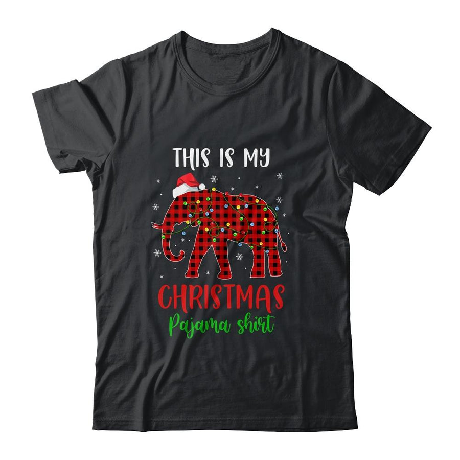 This Is My Christmas Pajama Shirt Elephant Red Plaid-T-Shirt & Sweatshirt-Classic T-Shirt-Black