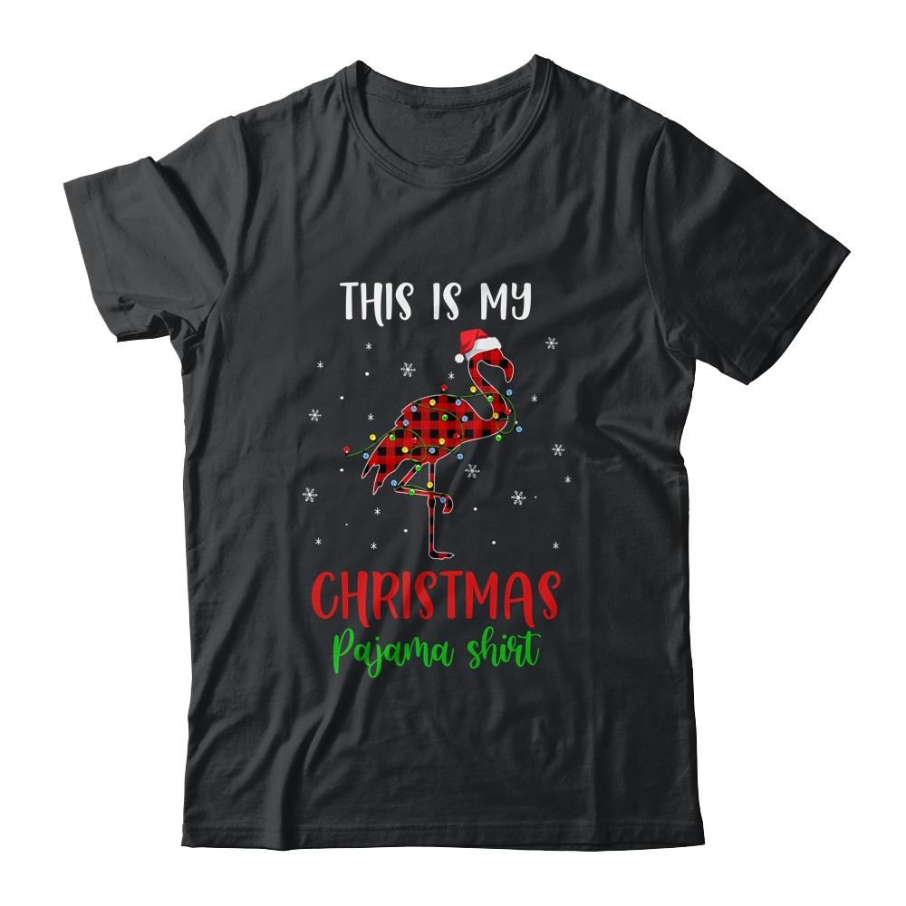 This Is My Christmas Pajama Shirt Flamingo Red Plaid-T-Shirt & Sweatshirt-Classic T-Shirt-Black