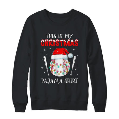 This Is My Christmas Pajama Shirt Gift For Baseball Lover-T-Shirt & Sweatshirt-Crewneck Sweatshirt-Black