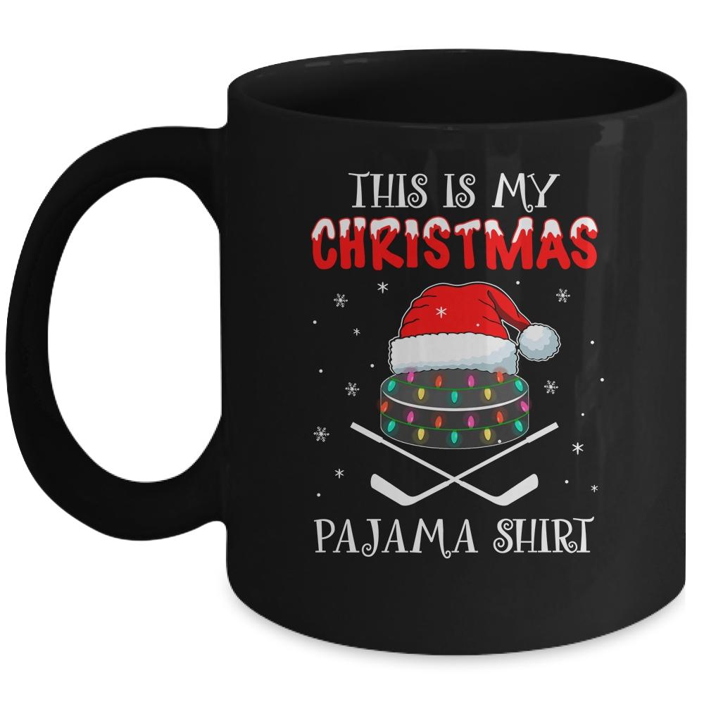 This Is My Christmas Pajama Shirt Gift For Hockey Lover Mug-Coffee Mug-Mug-Black
