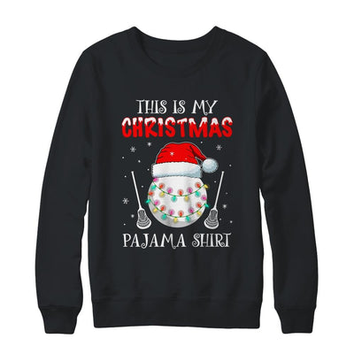 This Is My Christmas Pajama Shirt Gift For Lacrosse Lover-T-Shirt & Sweatshirt-Crewneck Sweatshirt-Black