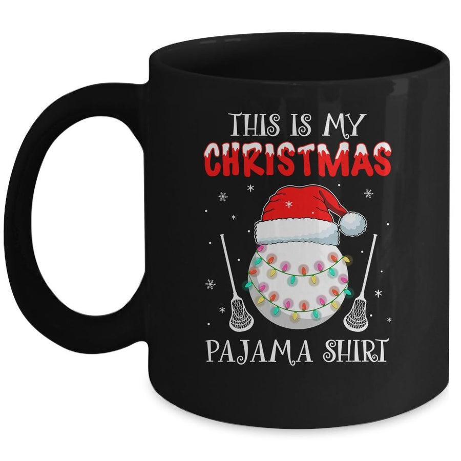 This Is My Christmas Pajama Shirt Gift For Lacrosse Lover Mug-Coffee Mug-Mug-Black