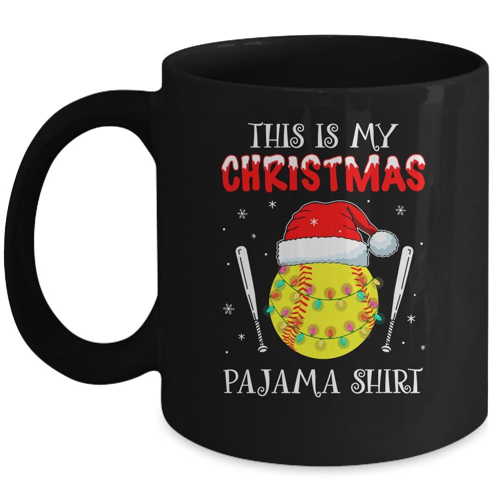 This Is My Christmas Pajama Shirt Gift For Softball Lover Mug