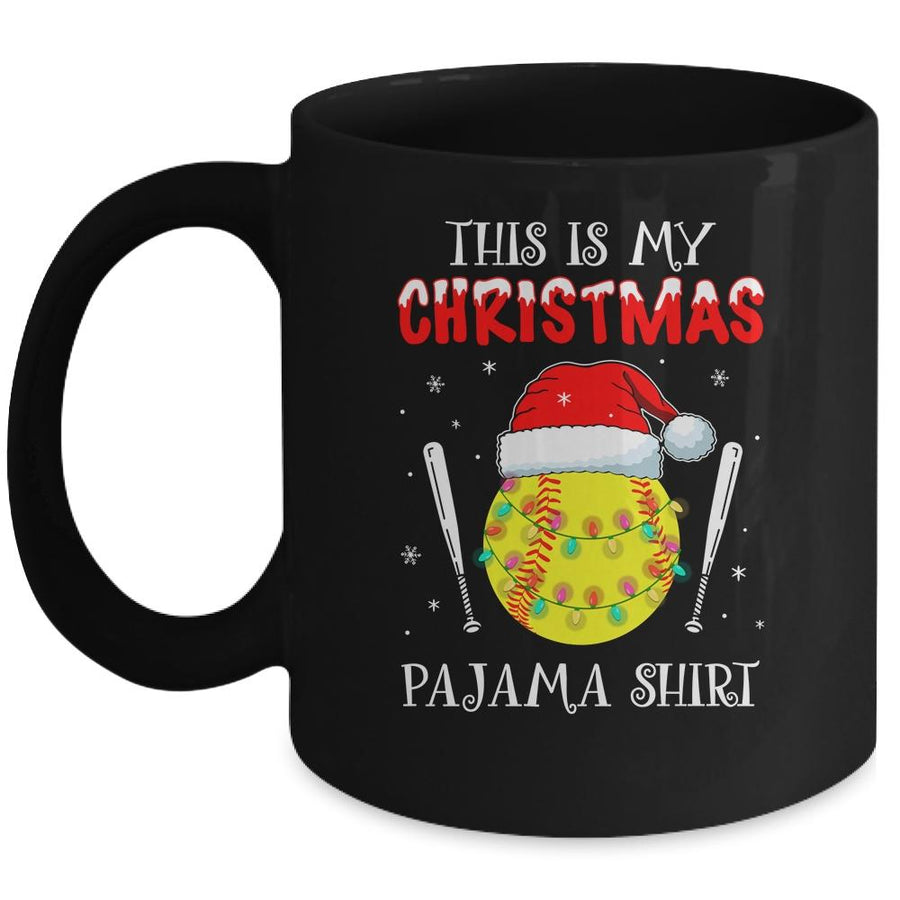 This Is My Christmas Pajama Shirt Gift For Softball Lover Mug-Coffee Mug-Mug-Black