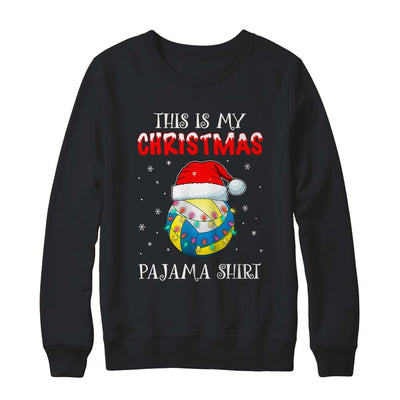 This Is My Christmas Pajama Shirt Gift For Volleyball Lover-T-Shirt & Sweatshirt-Crewneck Sweatshirt-Black
