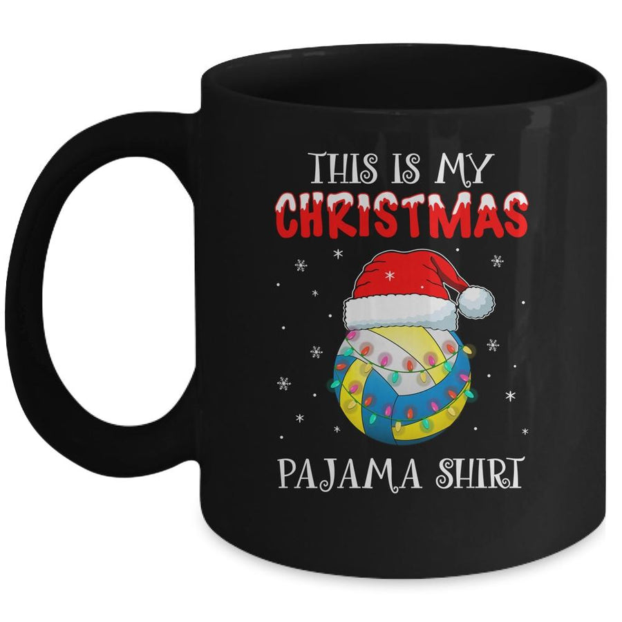 This Is My Christmas Pajama Shirt Gift For Volleyball Lover Mug-Coffee Mug-Mug-Black