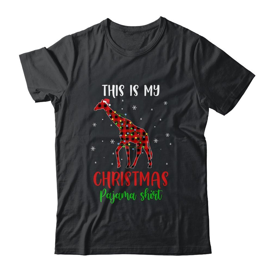 This Is My Christmas Pajama Shirt Giraffe Red Plaid-T-Shirt & Sweatshirt-Classic T-Shirt-Black