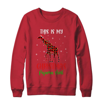 This Is My Christmas Pajama Shirt Giraffe Red Plaid-T-Shirt & Sweatshirt-Crewneck Sweatshirt-Red