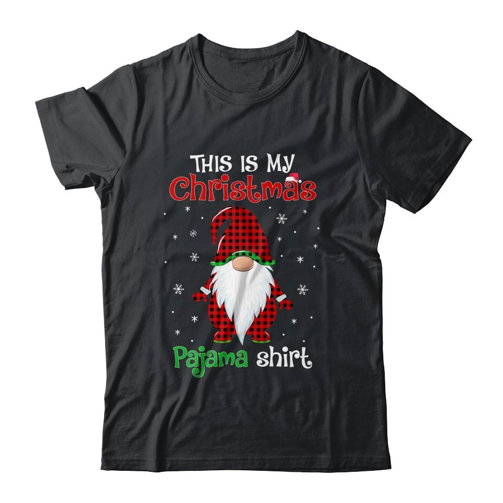 This Is My Christmas Pajama Shirt Gnome Christmas Red Plaid-T-Shirt & Sweatshirt-Classic T-Shirt-Black