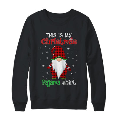 This Is My Christmas Pajama Shirt Gnome Christmas Red Plaid-T-Shirt & Sweatshirt-Crewneck Sweatshirt-Black