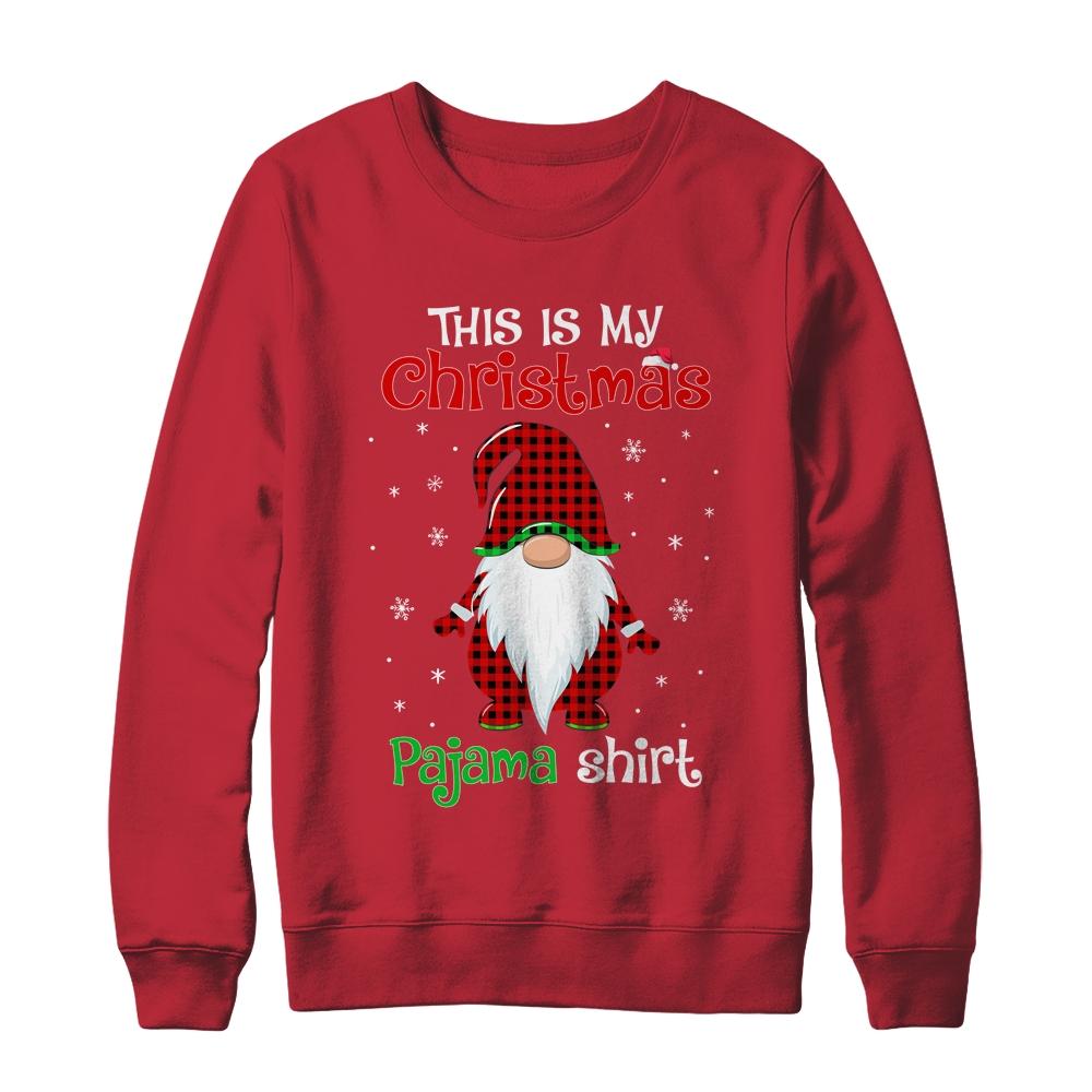 This Is My Christmas Pajama Shirt Gnome Christmas Red Plaid-T-Shirt & Sweatshirt-Crewneck Sweatshirt-Red