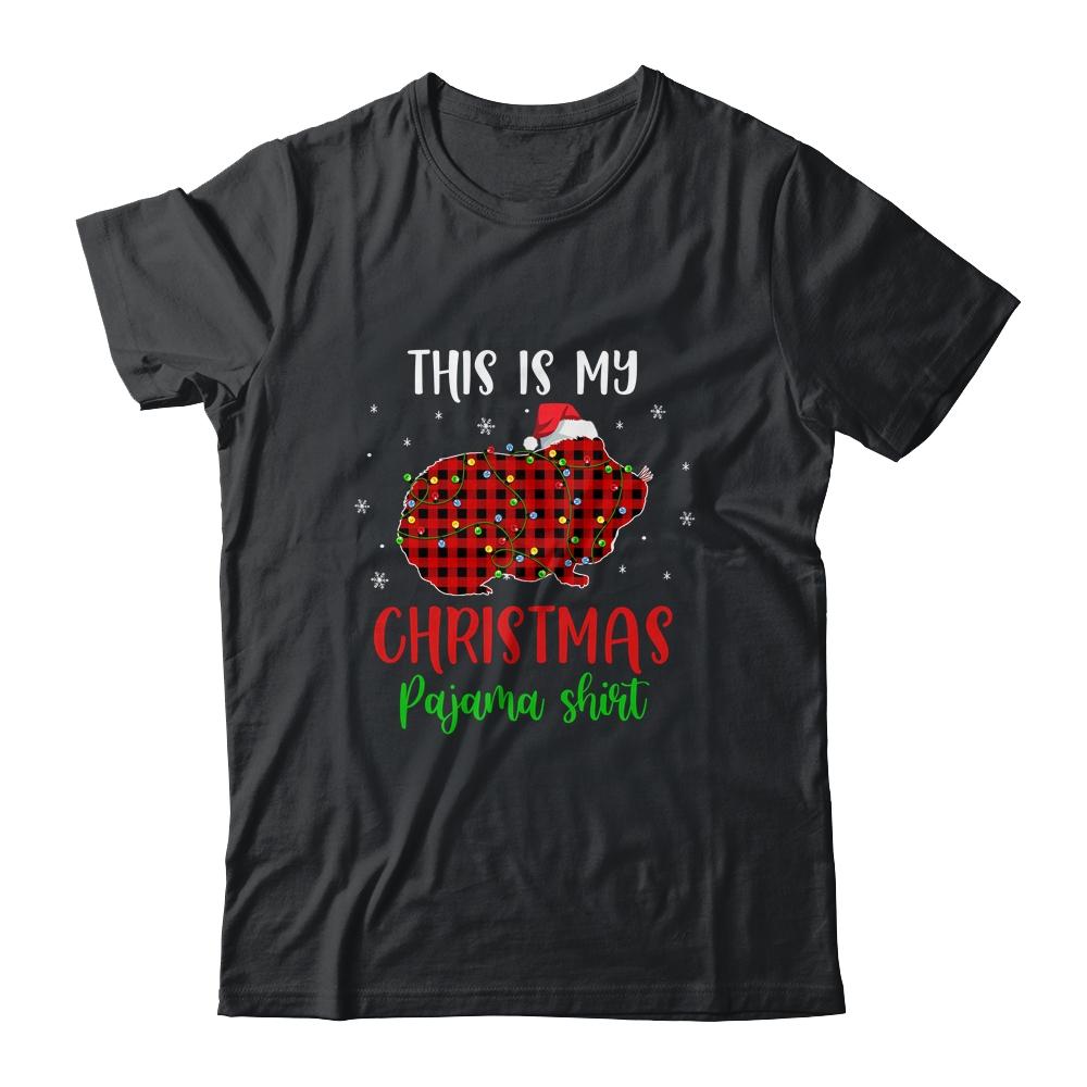 This Is My Christmas Pajama Shirt Guinea Pig Red Plaid-T-Shirt & Sweatshirt-Classic T-Shirt-Black