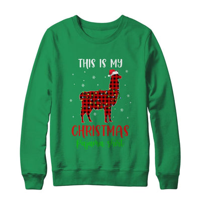 This Is My Christmas Pajama Shirt Llama Red Plaid-T-Shirt & Sweatshirt-Crewneck Sweatshirt-Irish Green