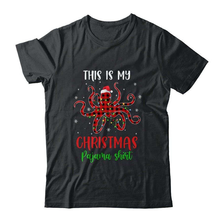 This Is My Christmas Pajama Shirt Octopus Red Plaid-T-Shirt & Sweatshirt-Classic T-Shirt-Black