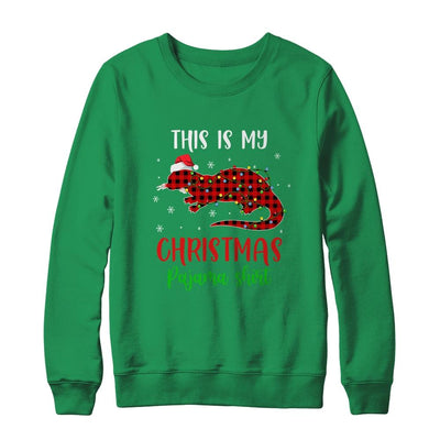 This Is My Christmas Pajama Shirt Otter Red Plaid-T-Shirt & Sweatshirt-Crewneck Sweatshirt-Irish Green