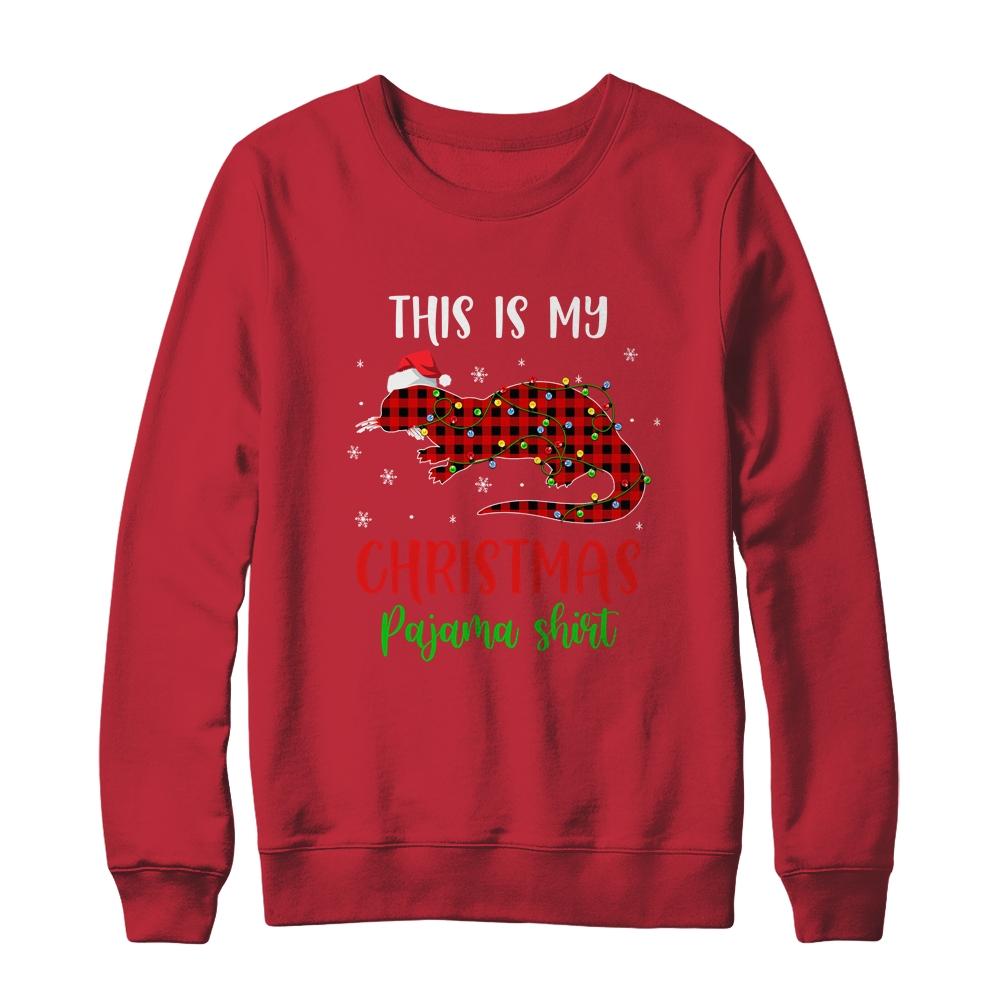 This Is My Christmas Pajama Shirt Otter Red Plaid-T-Shirt & Sweatshirt-Crewneck Sweatshirt-Red