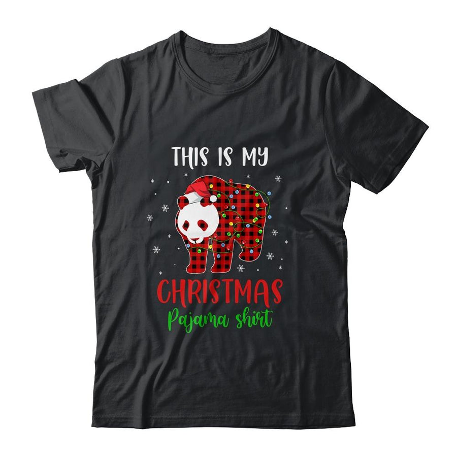 This Is My Christmas Pajama Shirt Panda Bear Red Plaid-T-Shirt & Sweatshirt-Classic T-Shirt-Black