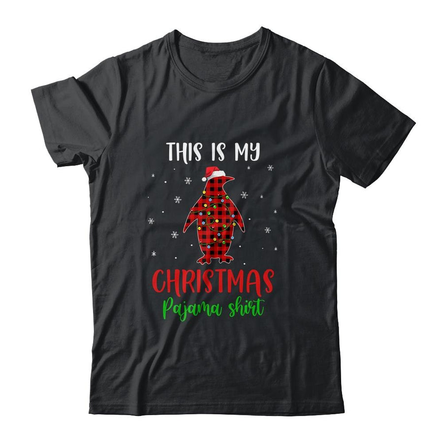 This Is My Christmas Pajama Shirt Penguin Red Plaid-T-Shirt & Sweatshirt-Classic T-Shirt-Black