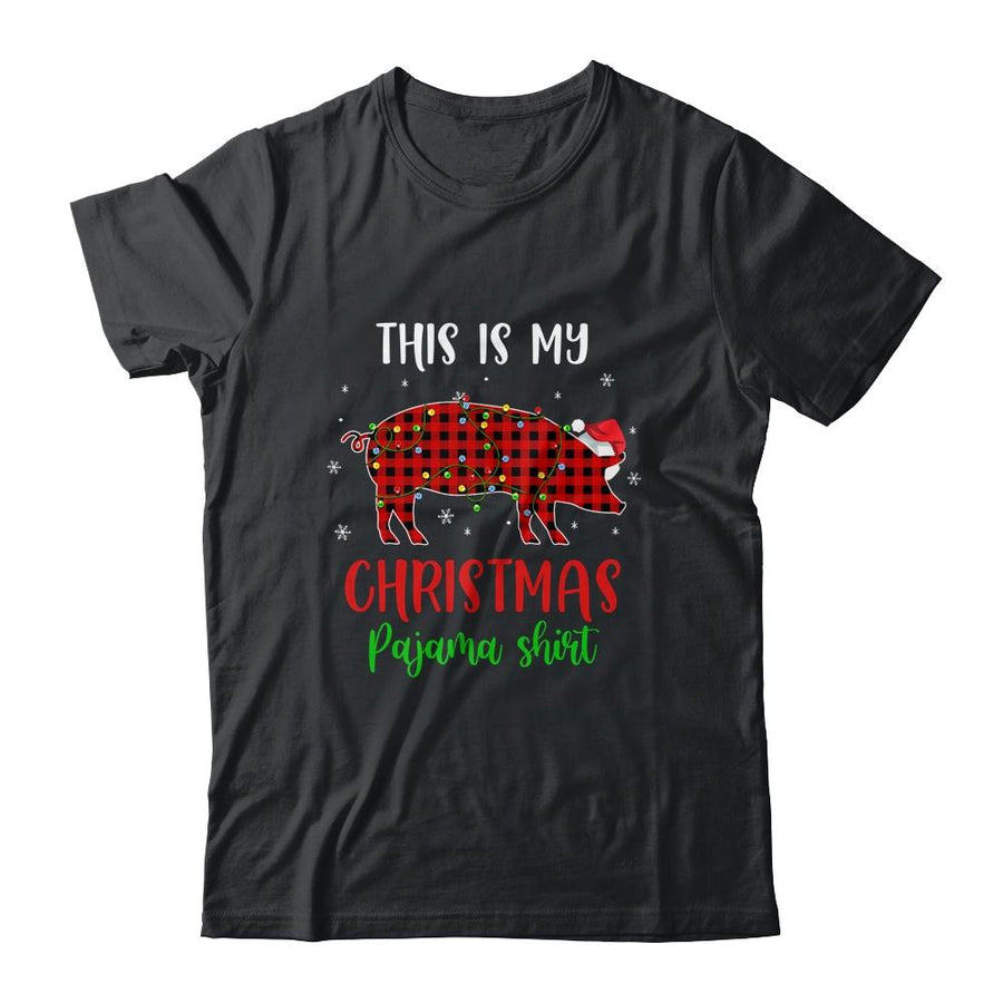 This Is My Christmas Pajama Shirt Pig Red Plaid-T-Shirt & Sweatshirt-Classic T-Shirt-Black