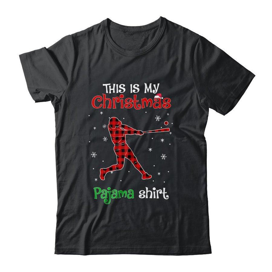 This Is My Christmas Pajama Shirt Red Plaid Baseball-T-Shirt & Sweatshirt-Classic T-Shirt-Black