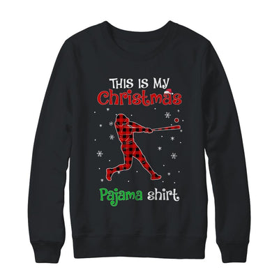 This Is My Christmas Pajama Shirt Red Plaid Baseball-T-Shirt & Sweatshirt-Crewneck Sweatshirt-Black