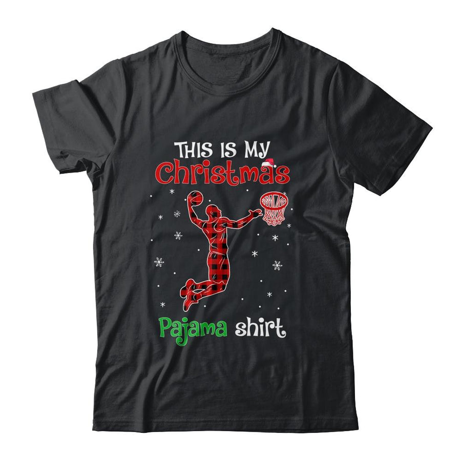 This Is My Christmas Pajama Shirt Red Plaid Basketball-T-Shirt & Sweatshirt-Classic T-Shirt-Black