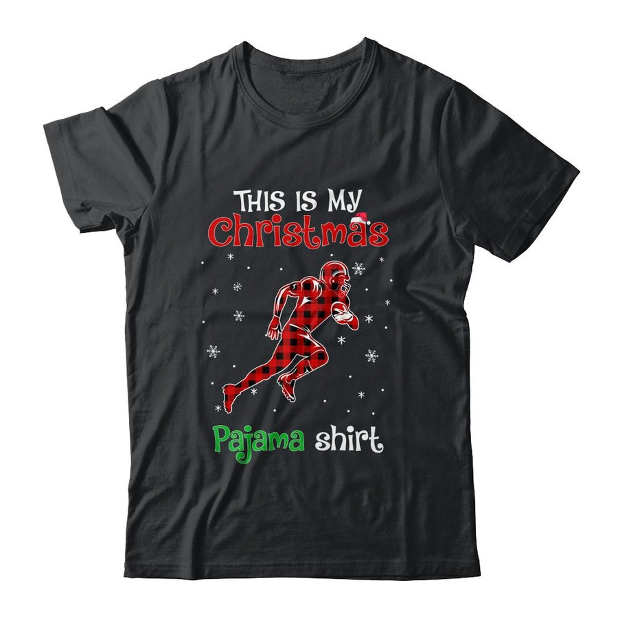This Is My Christmas Pajama Shirt Red Plaid Football-T-Shirt & Sweatshirt-Classic T-Shirt-Black