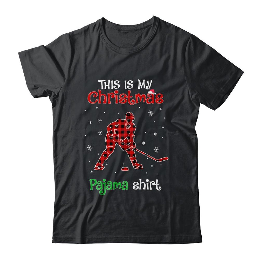 This Is My Christmas Pajama Shirt Red Plaid Hockey-T-Shirt & Sweatshirt-Classic T-Shirt-Black