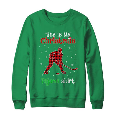 This Is My Christmas Pajama Shirt Red Plaid Hockey-T-Shirt & Sweatshirt-Crewneck Sweatshirt-Irish Green