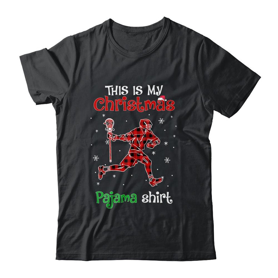 This Is My Christmas Pajama Shirt Red Plaid Lacrosse-T-Shirt & Sweatshirt-Classic T-Shirt-Black