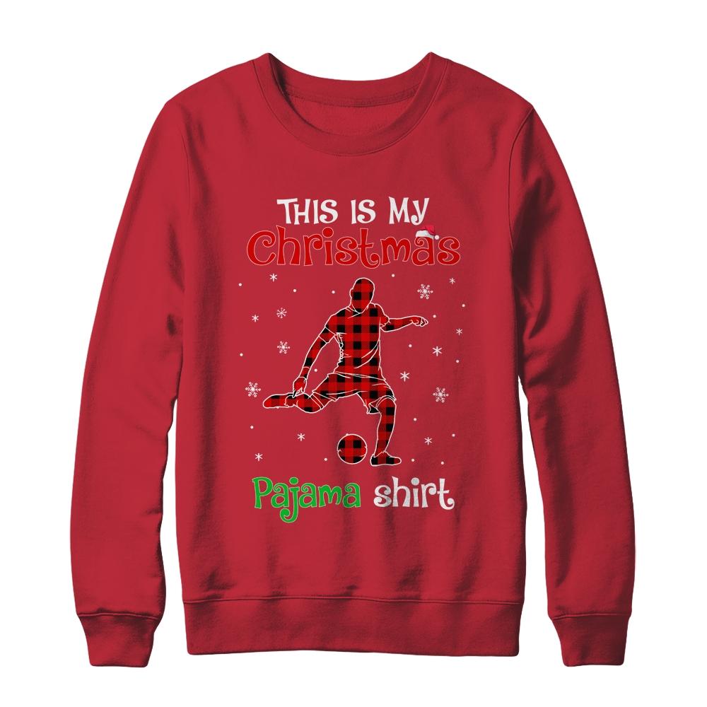 This Is My Christmas Pajama Shirt Red Plaid Soccer-T-Shirt & Sweatshirt-Crewneck Sweatshirt-Red