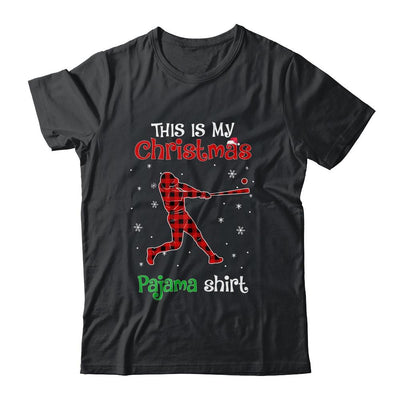 This Is My Christmas Pajama Shirt Red Plaid Softball-T-Shirt & Sweatshirt-Classic T-Shirt-Black