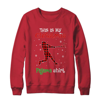 This Is My Christmas Pajama Shirt Red Plaid Softball-T-Shirt & Sweatshirt-Crewneck Sweatshirt-Red