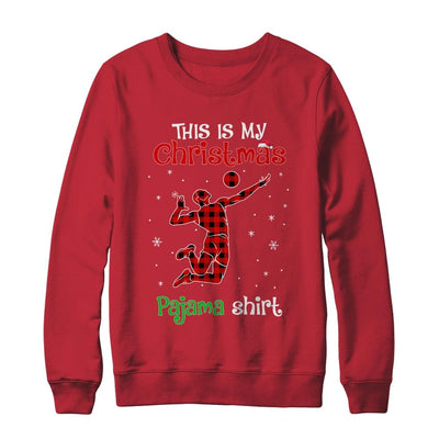 This Is My Christmas Pajama Shirt Red Plaid Volleyball-T-Shirt & Sweatshirt-Crewneck Sweatshirt-Red