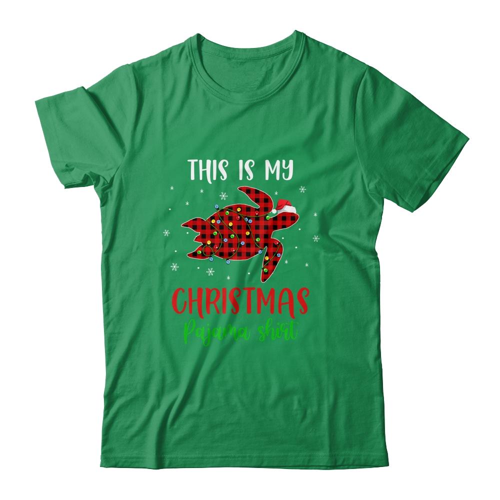 This Is My Christmas Pajama Shirt Turtle Red Plaid-T-Shirt & Sweatshirt-Classic T-Shirt-Irish Green