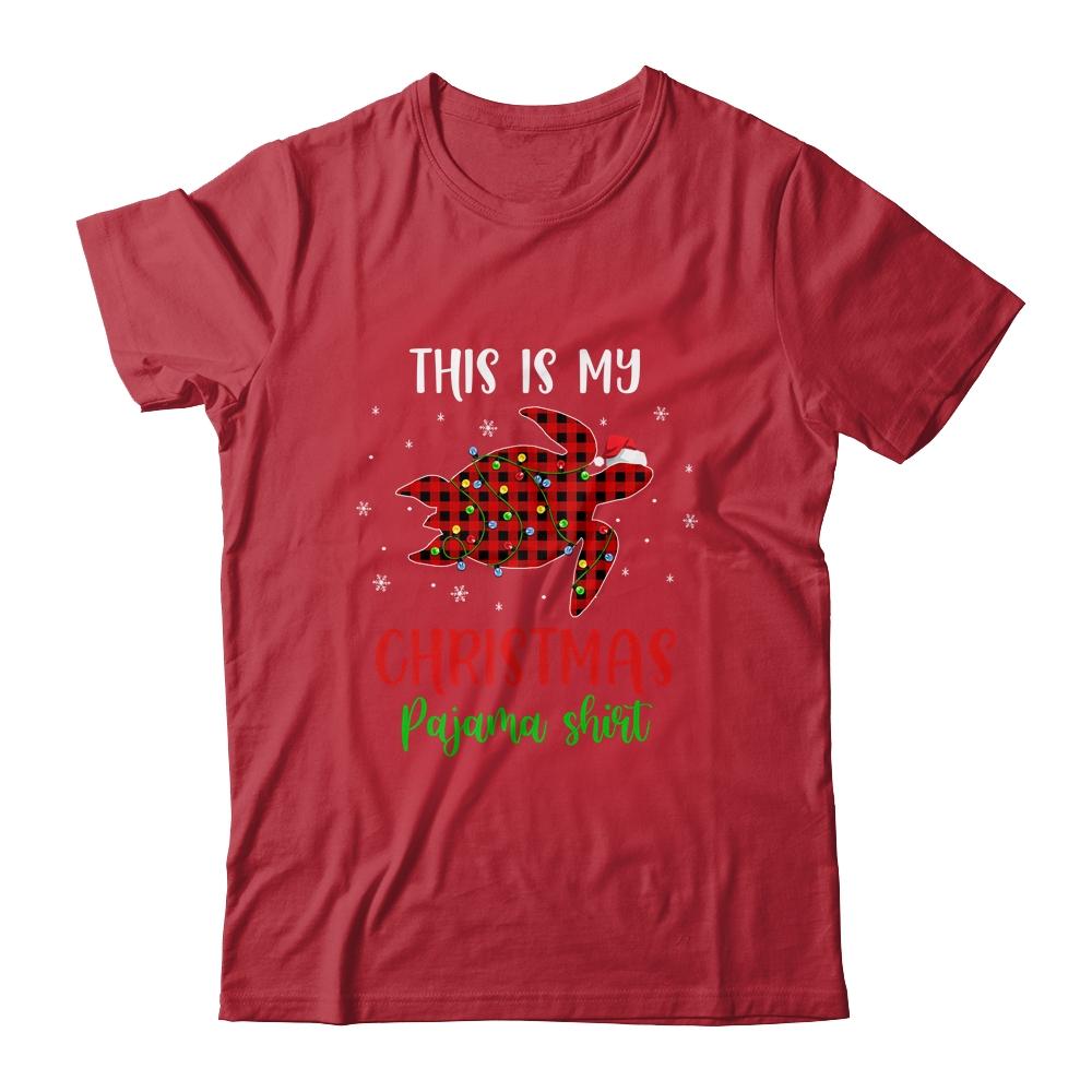 This Is My Christmas Pajama Shirt Turtle Red Plaid-T-Shirt & Sweatshirt-Classic T-Shirt-Red