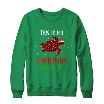 This Is My Christmas Pajama Shirt Turtle Red Plaid-T-Shirt & Sweatshirt-Crewneck Sweatshirt-Irish Green